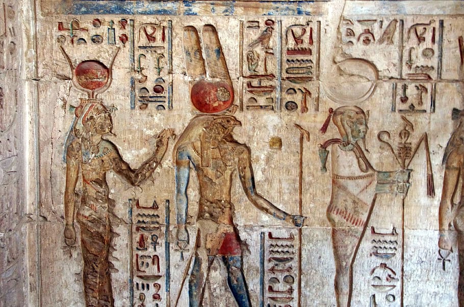 egypt, tomb, deir-el-medina, hieroglyphs, isis, horus, osiris, HD wallpaper