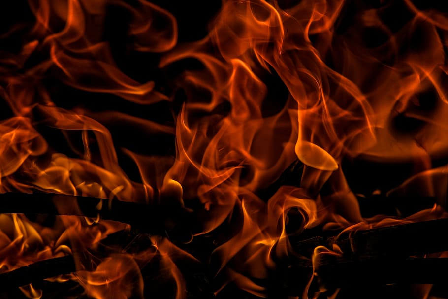 fire, flame, flames, burning, heat - temperature, smoke - physical structure HD wallpaper