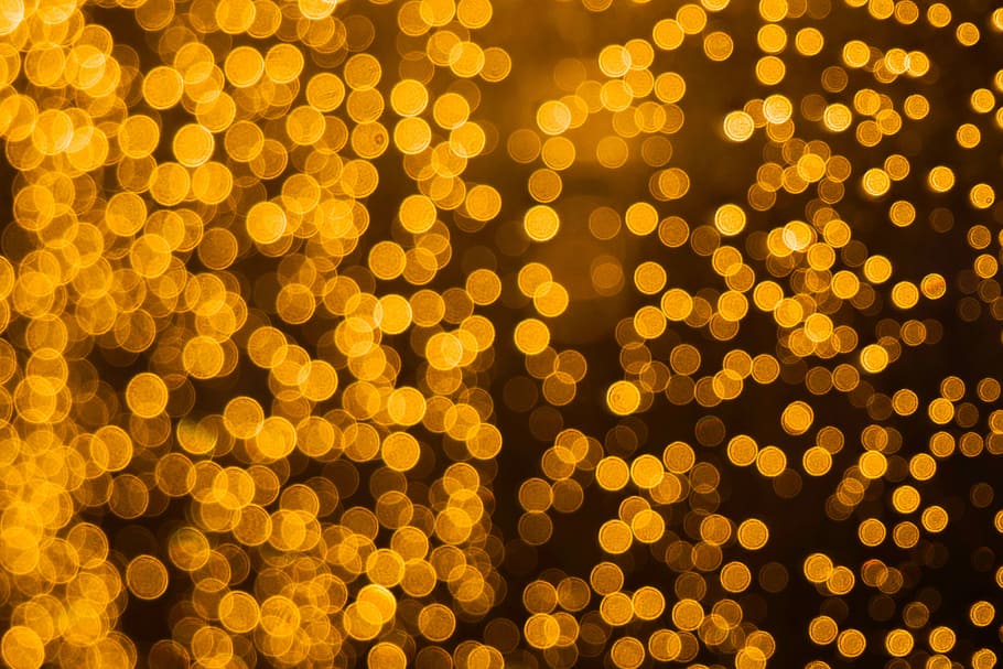 yellow bokeh photography, light, night, backgrounds, abstract, HD wallpaper