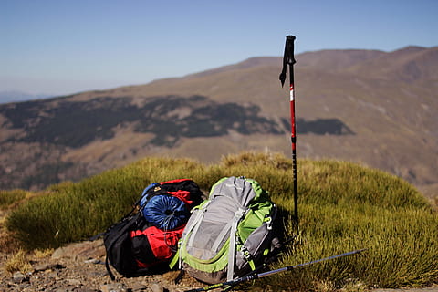 backpack, cane, mountaineering, equipment, hiking, quechua HD wallpaper