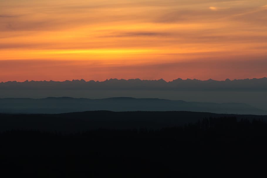 alpine, sunrise, black forest, panorama, feldberg, view, morgenrot, HD wallpaper