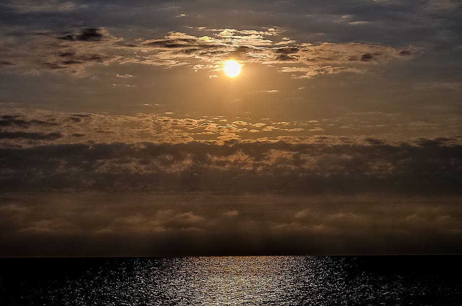 cloudscape, sunset, sky, nature, summer, sea, natural, water HD wallpaper