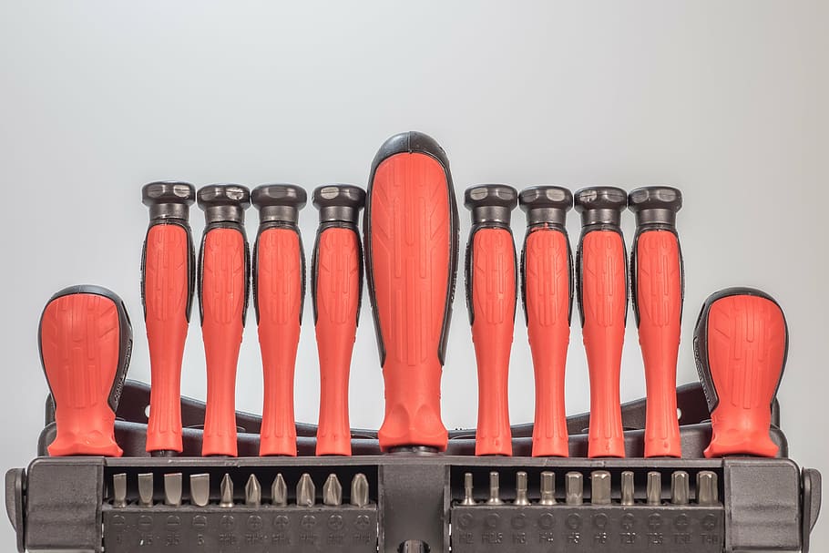 screwdriver, tool, craft, red, phillips, metal, head, background HD wallpaper