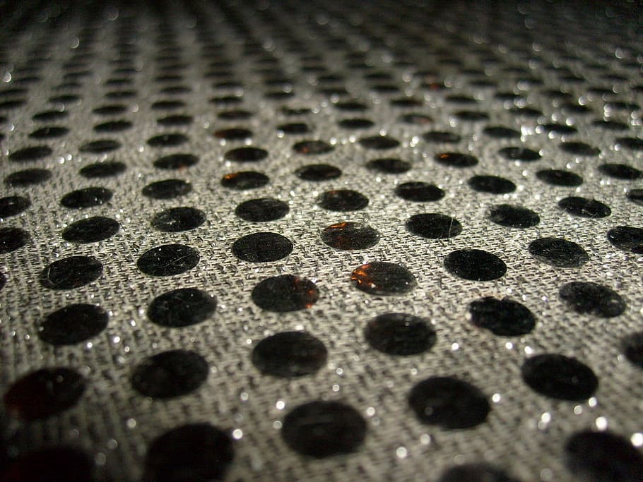 pattern, dots, holes, circles, metal, perspective, rows, texture HD wallpaper