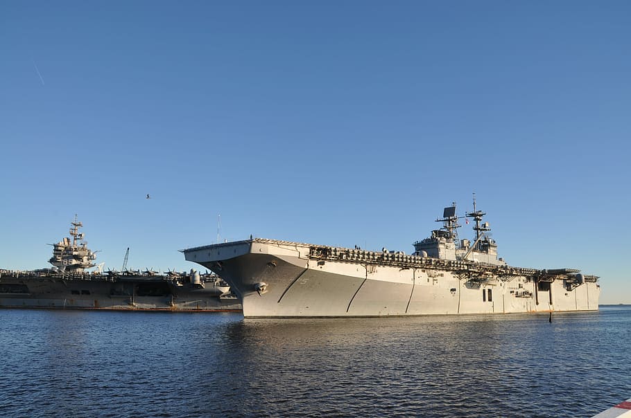 USS Bataan leaving port in Jacksonville, Florida, Flordia, Naval Station Mayport, HD wallpaper