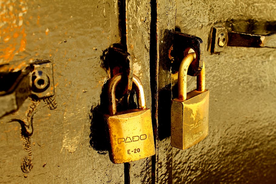 padlock, padlocks, closed, sealed, iron door, safety, metal, HD wallpaper
