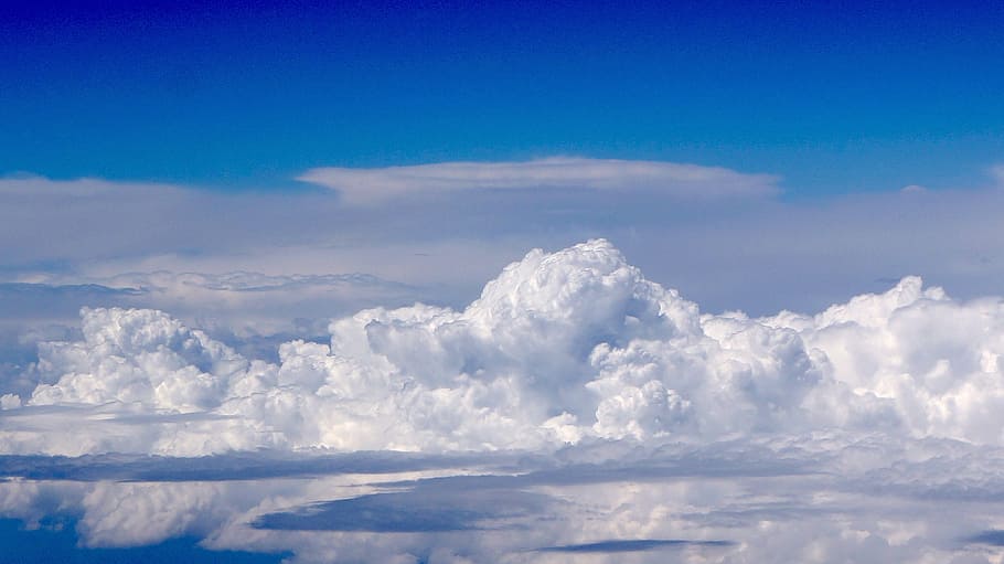 white clouds, sky, blue, cloudy, nature, air, weather, cloud - Sky HD wallpaper