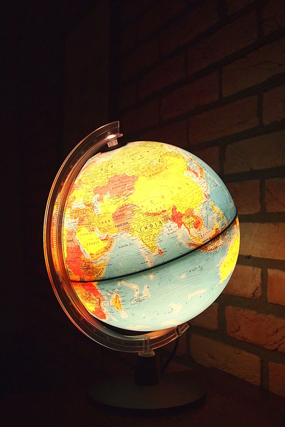 Globe, Planet, Earth, Continents, lighting, no people, indoors HD wallpaper