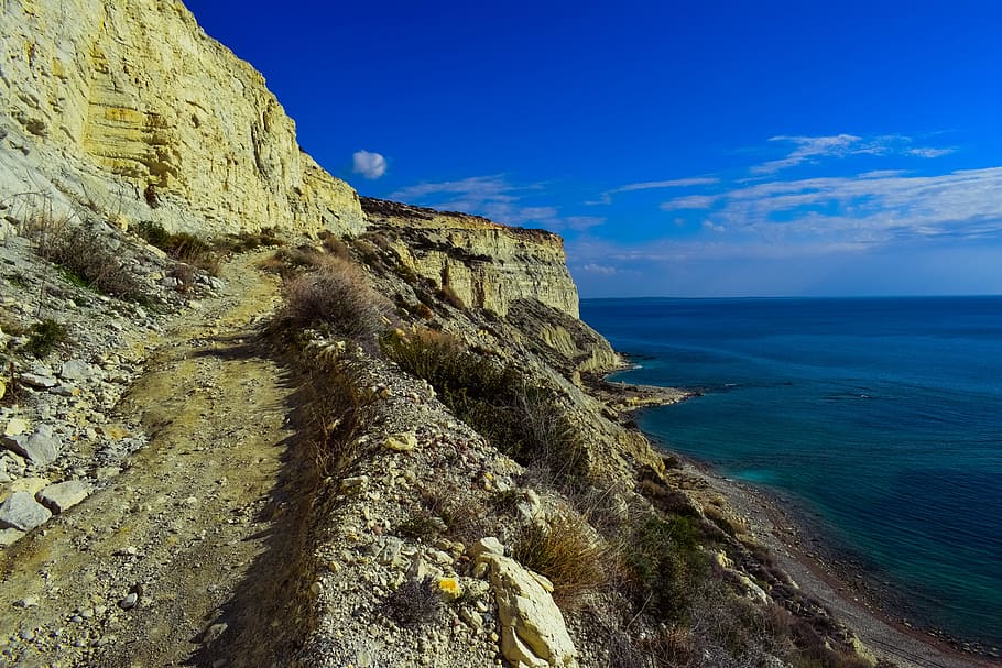 Path, Cliffs, Sea, Landscape, Scenic, spectacular, isolated HD wallpaper