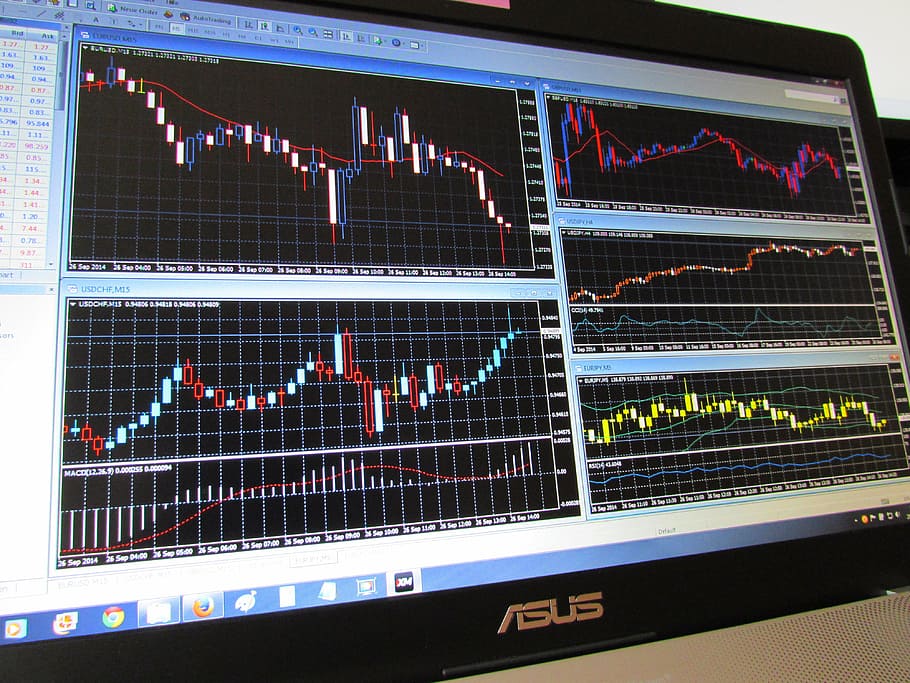 black Asus computer monitor, analysis, chart, notebook, courses HD wallpaper