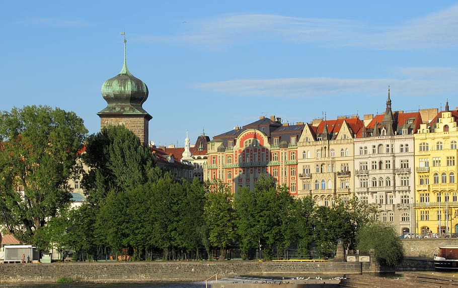 prague, the vltava, architecture, light, shadow, building exterior HD wallpaper