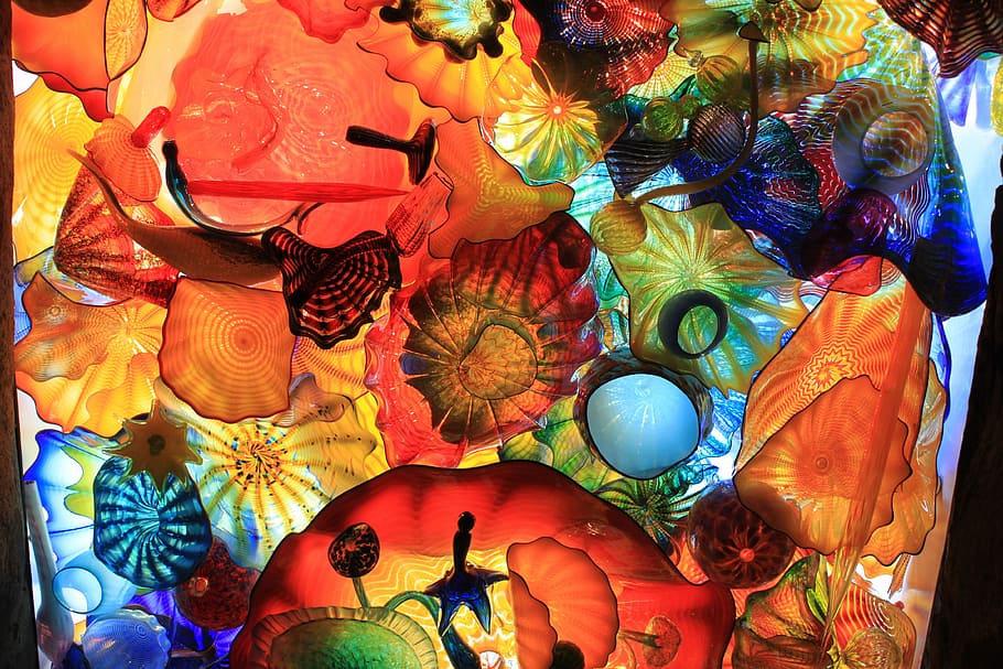 multicolored floral artwork, Chihuly, Glass Sculpture, chihuly glass sculpture, HD wallpaper