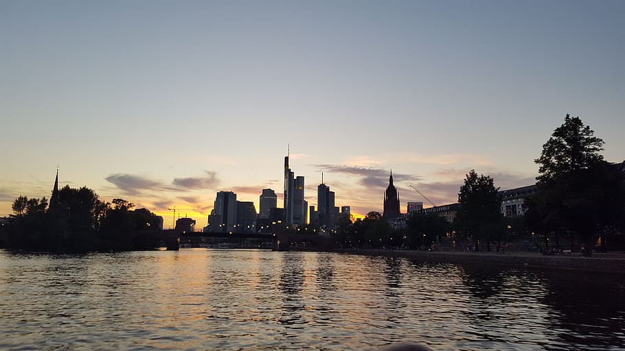frankfurt, sunset, skyline, building exterior, architecture HD wallpaper