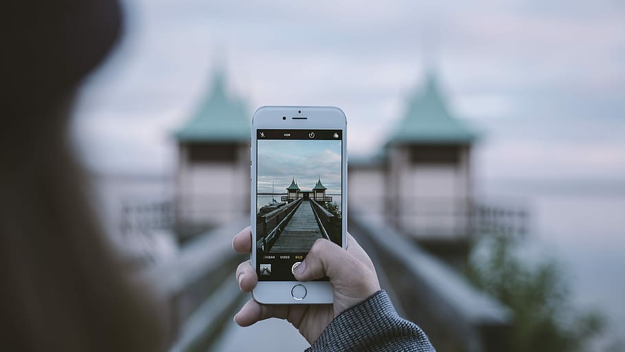 Hd Wallpaper Woman Taking Picture Of Interesting Architecture On