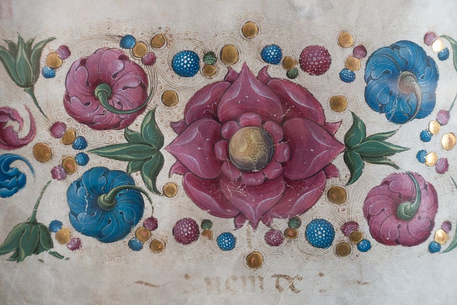 library, book, painted, frame, representation, floral, gilded HD wallpaper