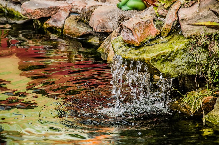 stone, water, cascade, rock, lake, solid, rock - object, nature HD wallpaper
