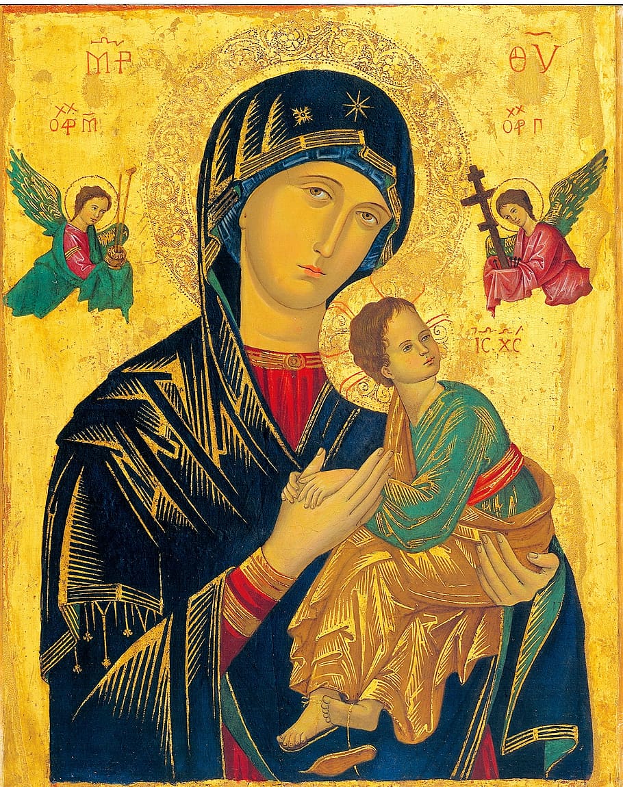Virgin Mary portrait painting, mother of perpetual help, icon