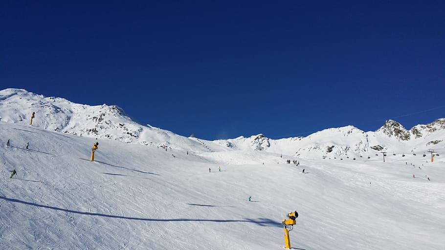 white snowfield, ski lift, cable car, chairlift, skiing, winter sports