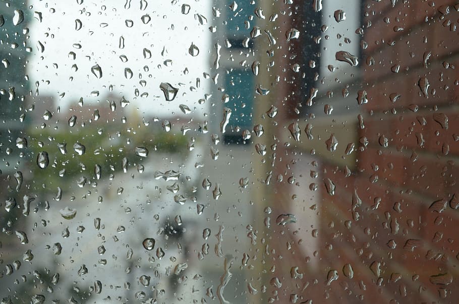 water dew on glass board, raindrops, clean, window, rainy day HD wallpaper