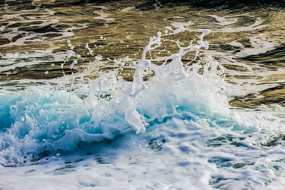 wave photography, spray, foam, drops, liquid, splash, motion HD wallpaper