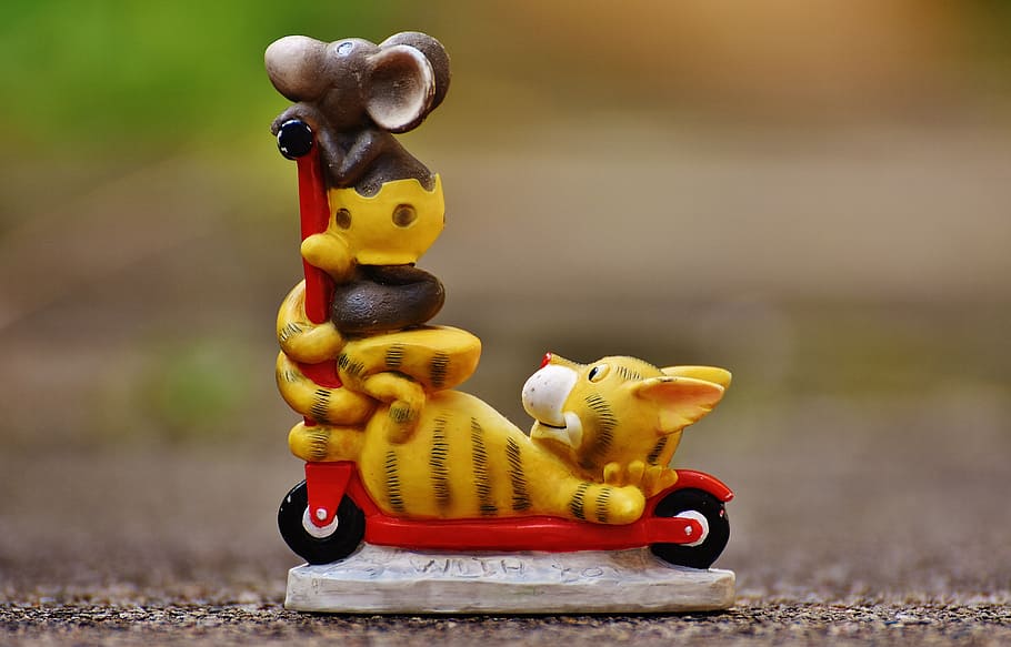 figures, mouse, cat, roller, funny, cute, toy, animal representation HD wallpaper