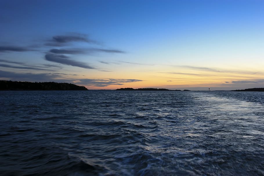 Baltic Sea, Sunset, Cloud, Sky, nature, water, landscape, travel HD wallpaper