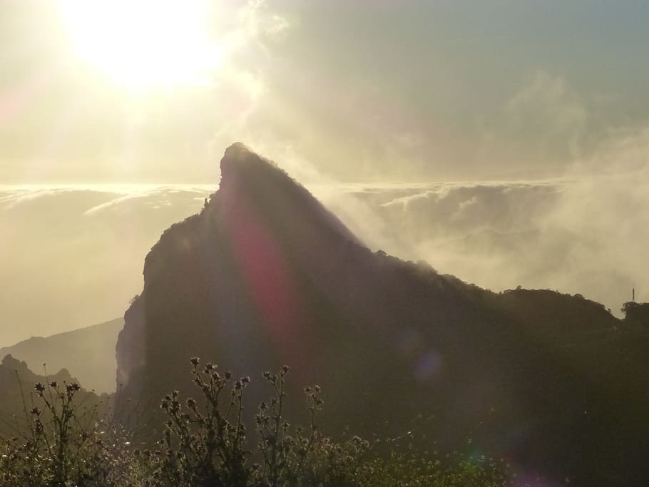 Mountain Peak, Back Light, Sun, mountains, tenerife, canary islands, HD wallpaper