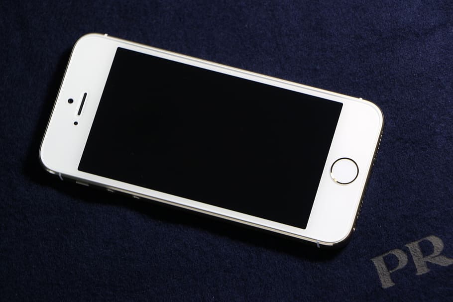 silver iPhone 5s with black screen, apple, phone static photos
