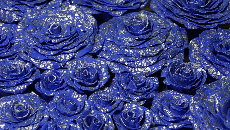 rose, blue, flower, bloom, floral, silver leaf, hand made soap HD wallpaper