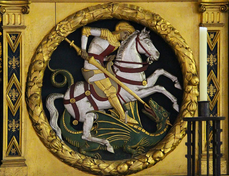 george and the dragon, mosaic, icon, saint, christian, decoration