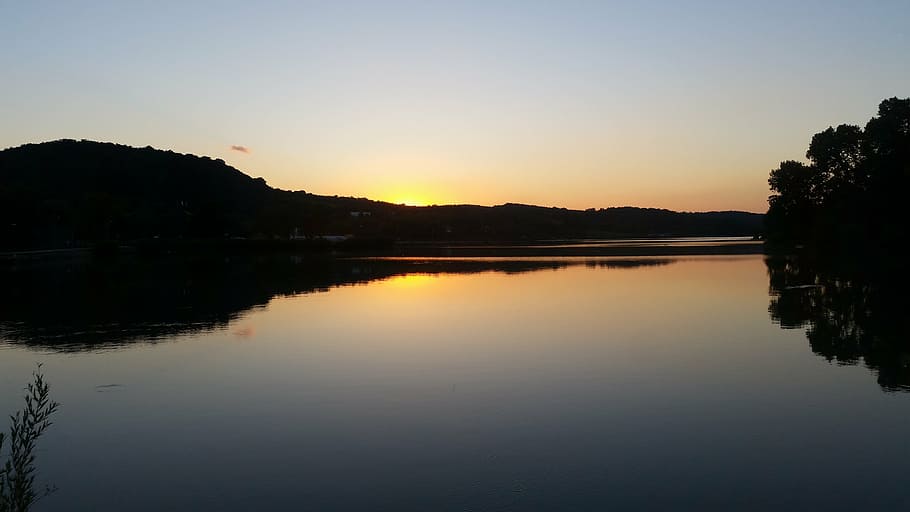 sunset, landscape, summer, nice, reflection, tranquil scene HD wallpaper