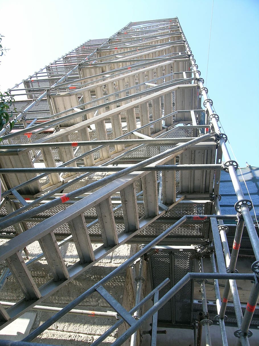 Scaffolding, Building, industry, day, low angle view, built structure HD wallpaper