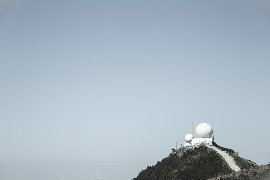 white dome building on top of mountain, white building on cliff HD wallpaper