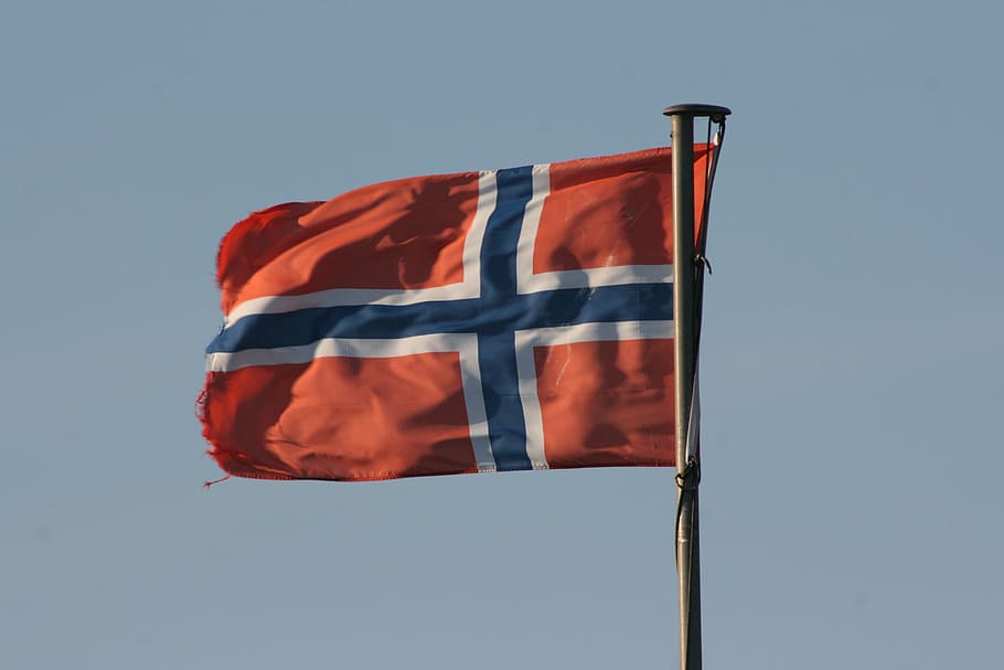 norway, flag, norwegian, norwegian flag, patriotism, wind, striped, HD wallpaper