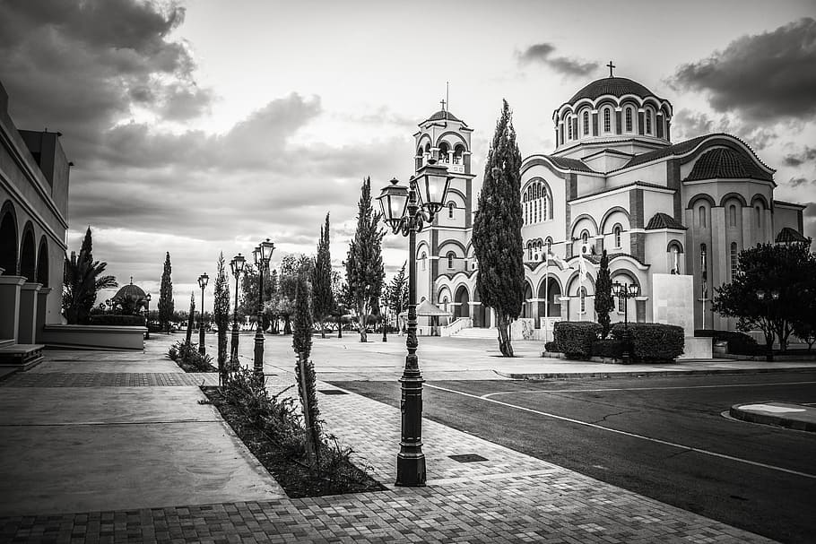 cyprus, paralimni, square, church, architecture, religion, orthodox, HD wallpaper