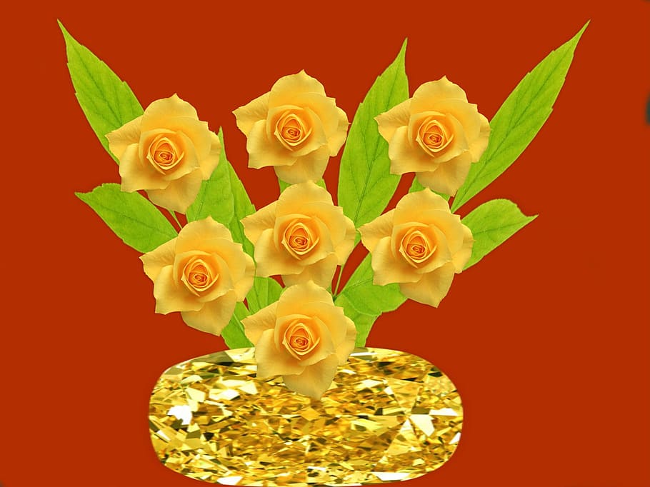 Vase, Yellow, Flowers, nature, plant, decoration, petal, flower Head HD wallpaper