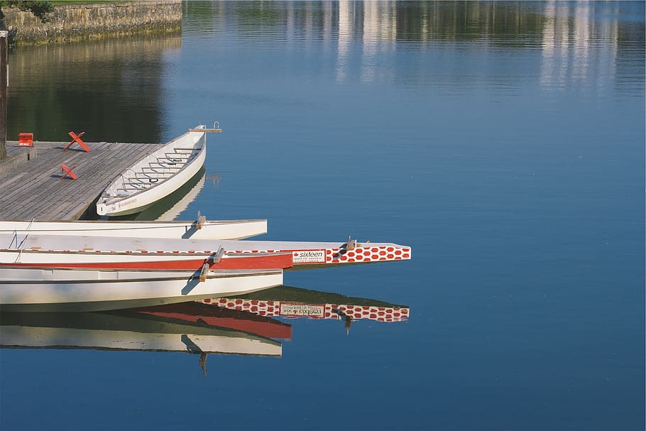 dock, boats, lake, water, nautical vessel, transportation, reflection HD wallpaper