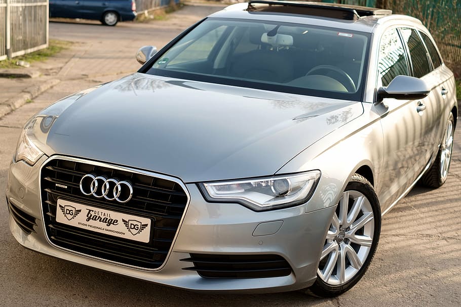 silver Audi car, auto, transport, design, transportation, luxury HD wallpaper