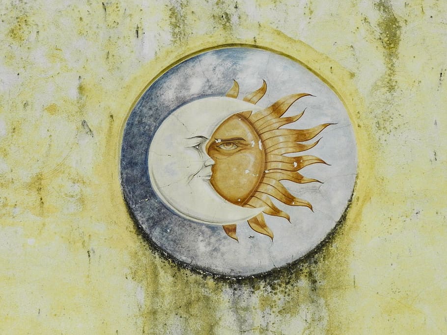 moon, sun, wall decoration, no people, close-up, food, food and drink HD wallpaper