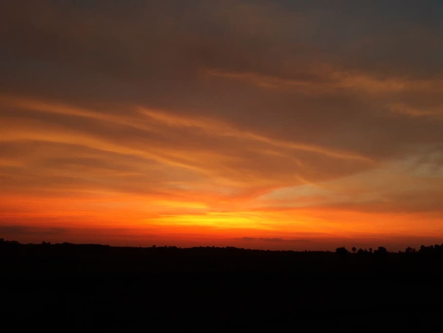 Nature, Sunset, Red Sky, dusk, cloud - Sky, orange Color, scenics HD wallpaper