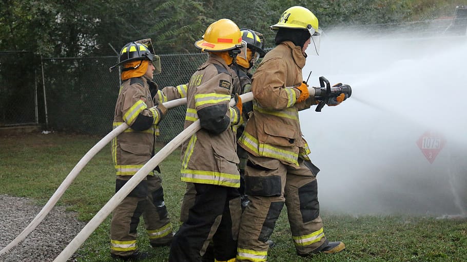 HD wallpaper: Fire Fighters, Hose Training, firefighter, propane tank,  teamwork | Wallpaper Flare