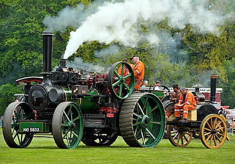 steam, traction, engine, fair, vintage, antique, tractors, countryside HD wallpaper
