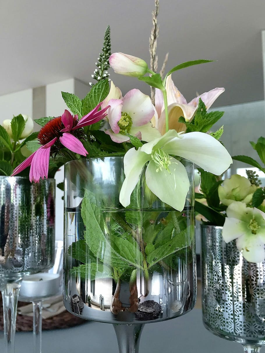 Deco, Decoration, Table, table decorations, vases, flowers HD wallpaper