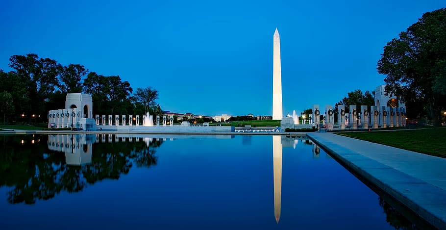 view of Washington Monument, sunset, twilight, dusk, evening HD wallpaper