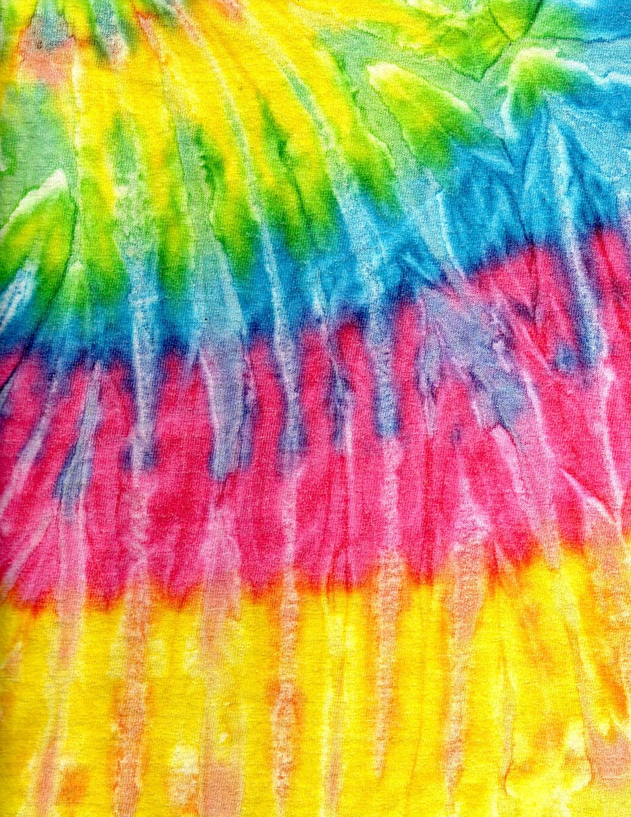 multicolored textile, tie dye, groovy, retro, vibrant, vivid