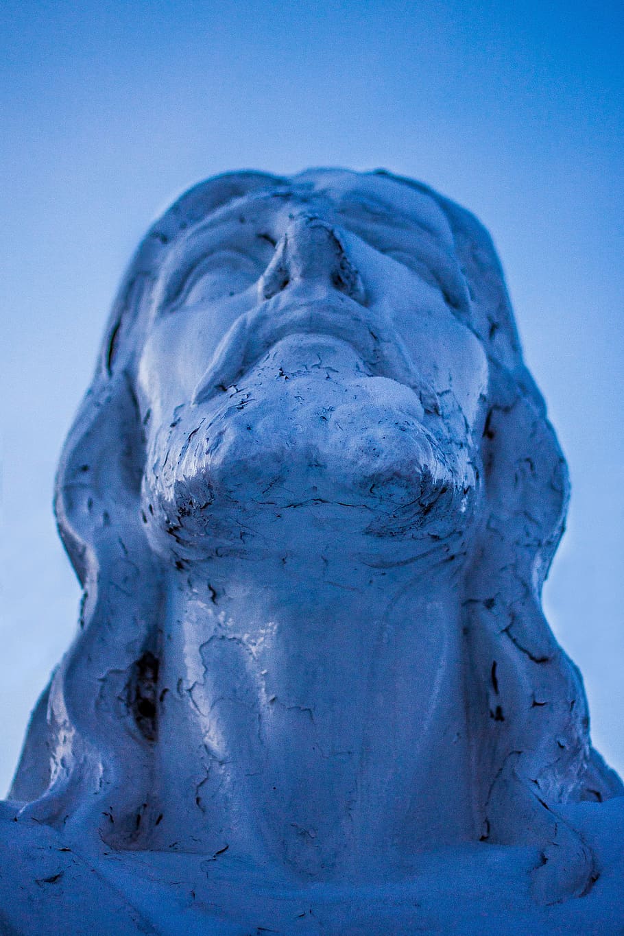 Jesus Christ bust, Jesus Christ statue, monument, sculpture, blue HD wallpaper