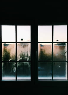 two clear glass windows with white frame, low, light, photo HD wallpaper