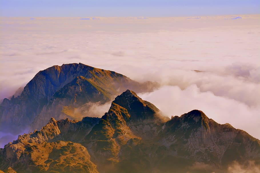 mountains, clouds, sky, landscape, tops, italy, carega, scenics - nature HD wallpaper