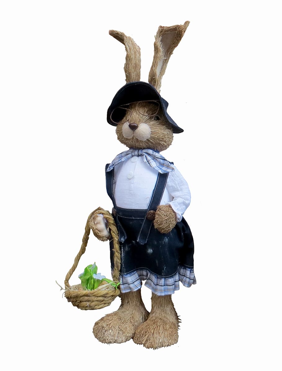 brown rabbit with basket figurine, Easter Bunny, Spring, Hare HD wallpaper
