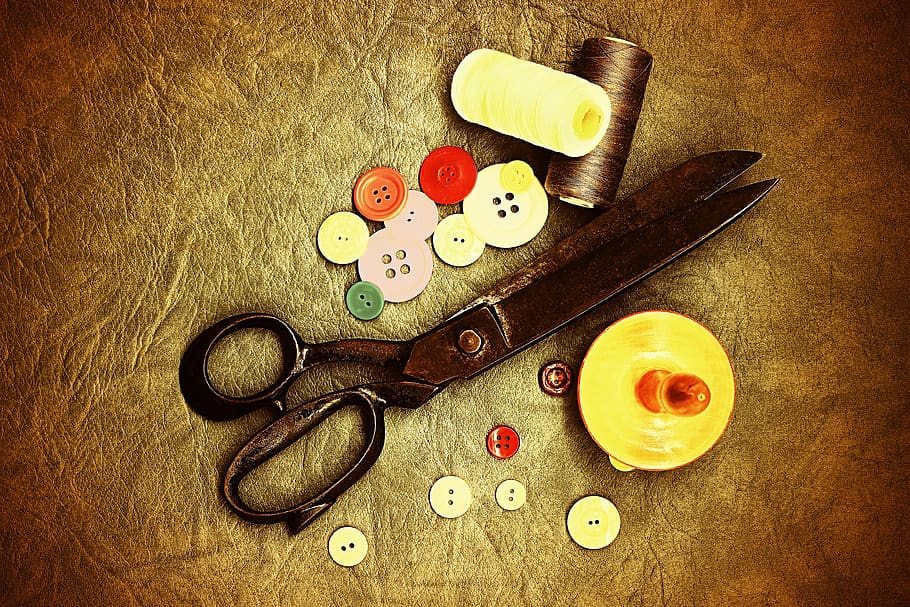 scissors, old, sewing, on peace, work, couture, dress, haute